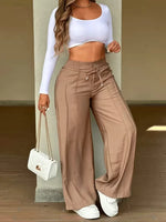 Wide Leg Polyester Trousers