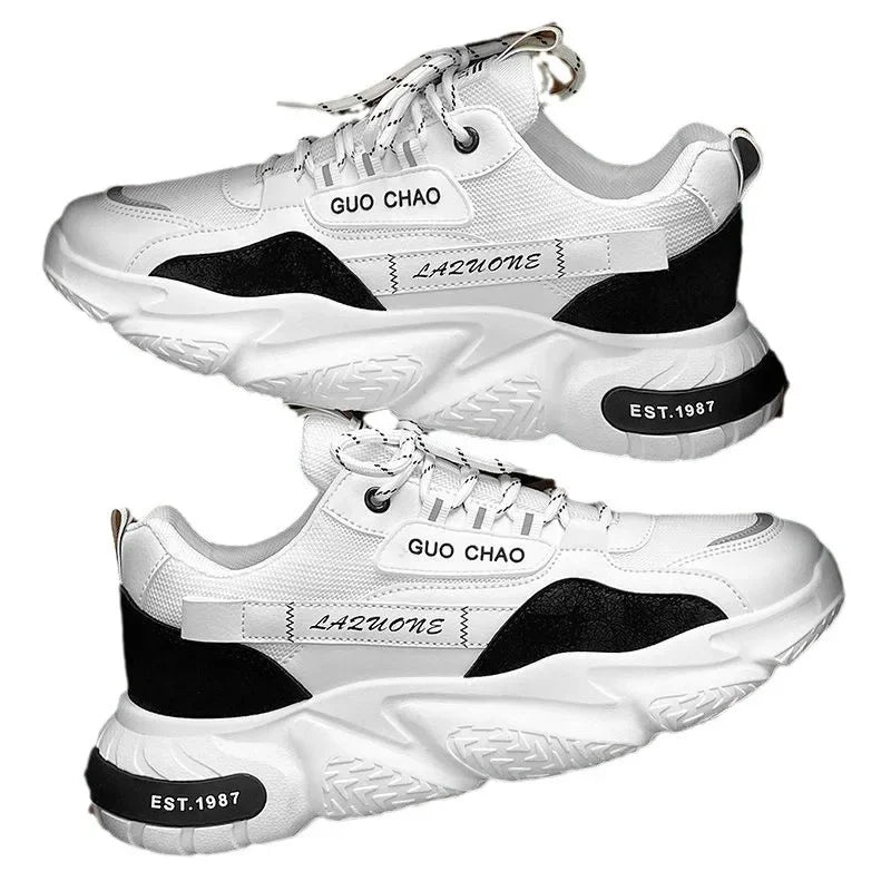 Men’s Breathable Mesh Dad Sneakers – Thick Sole Slip-On