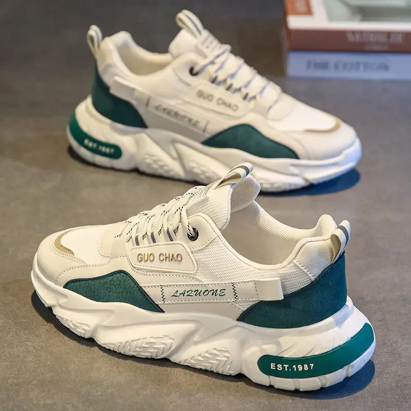 Men’s Breathable Mesh Dad Sneakers – Thick Sole Slip-On