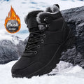 Men’s warm winter high-top boots with thick soles and fleece lining for snow and outdoor use.