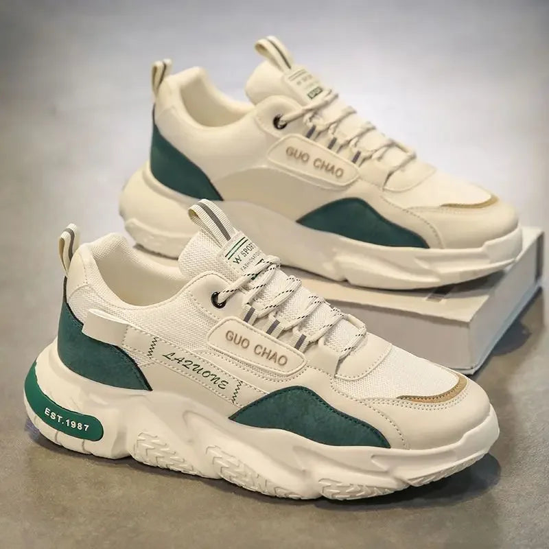 Men’s Breathable Mesh Dad Sneakers – Thick Sole Slip-On